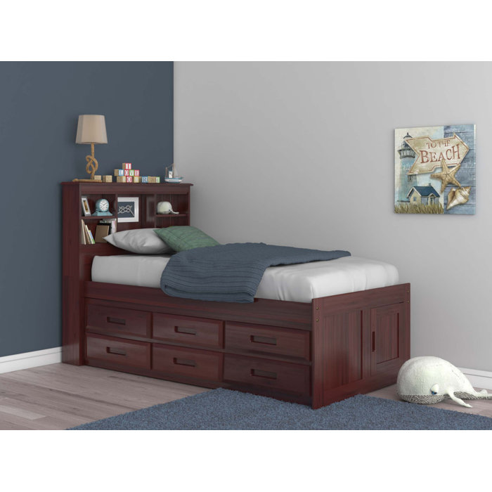 Viv + Rae Iron Acton 12 Drawer Solid Wood Bed with Bookcase by Viv